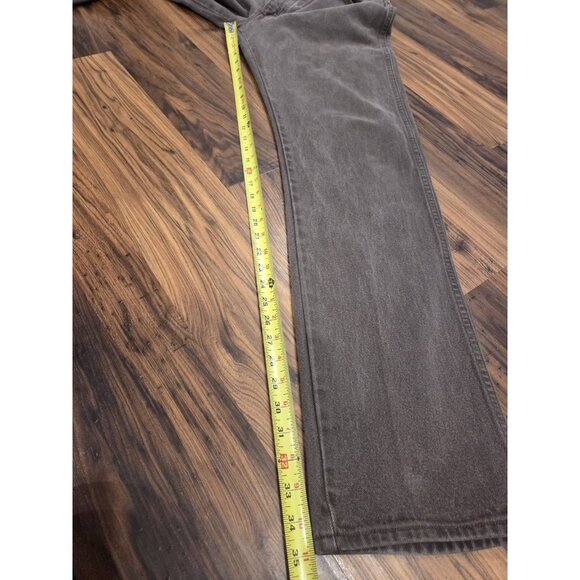 Vtg Wrangler Brown Denim Jeans 35x35 Straight Leg USA Zip Fly Faded - Picture 8 of 11
